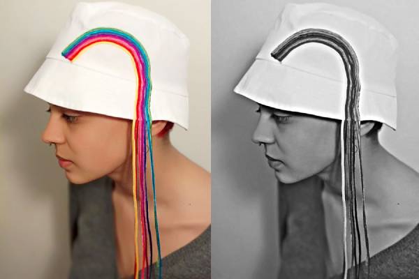  cappello arcobaleno ricamo couching