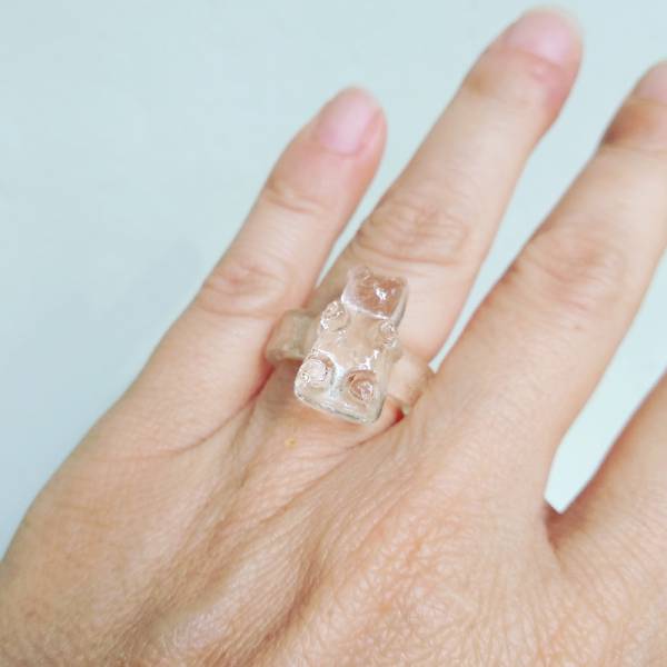  anello orsetto gomma resina trasparente