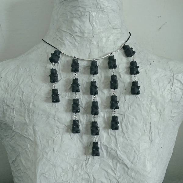  collana orsetti gomma in colla a caldo neri