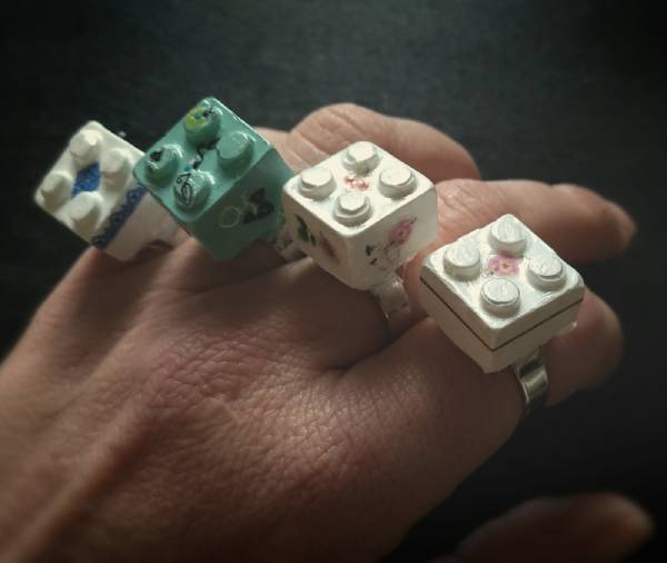  anelli mattoncini lego finta ceramica