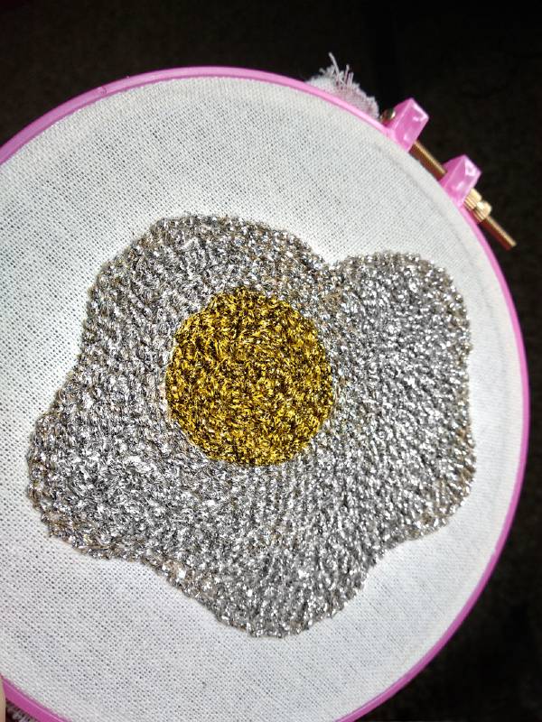 uovo lurex argento oro ricamato a mano punchneedle