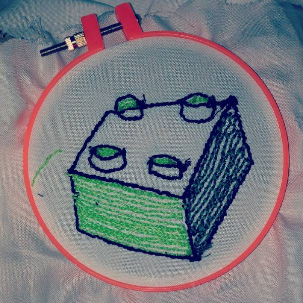  mattoncino lego ricamato a mano