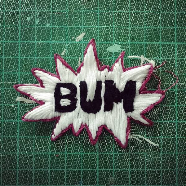  splash fumetto bum ricamato mano