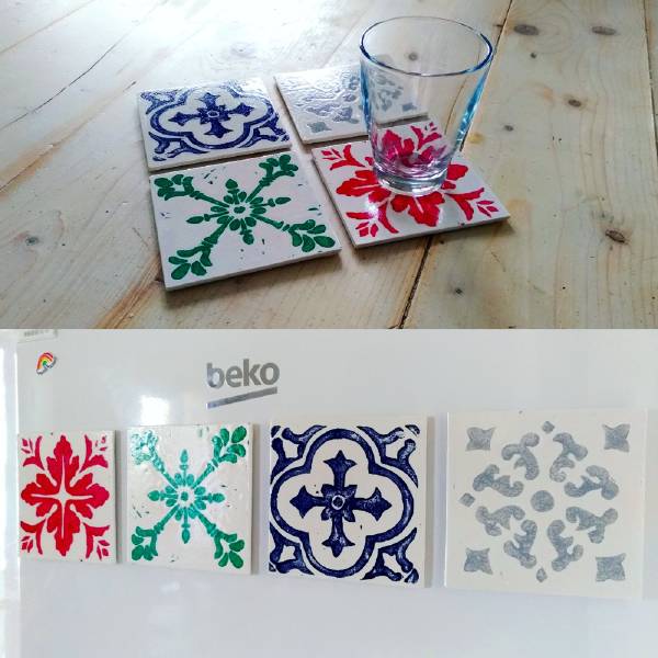  sottobicchieri calamite frigo stampa linoleum mattonelle 