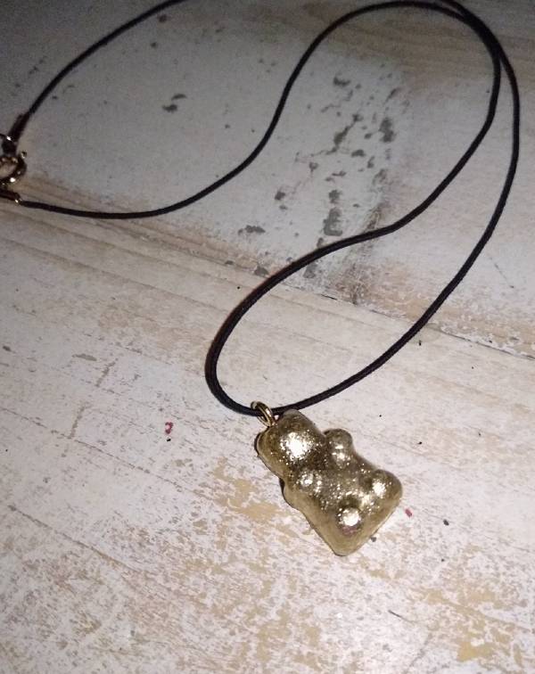  ciondolo orsetto gomma in colla a caldo smaltata oro