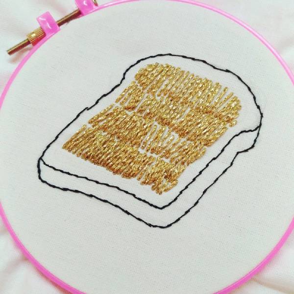  pane e marmellata ricamato a mano lurex oro