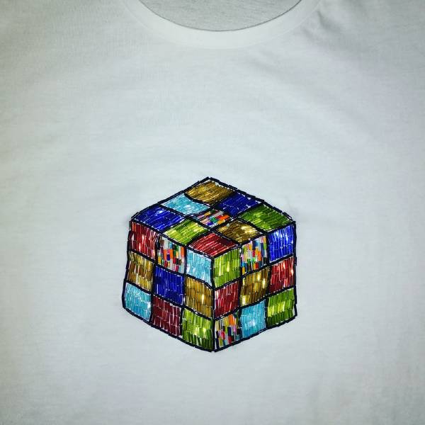  cubo di rubik di perline ricamate a mano