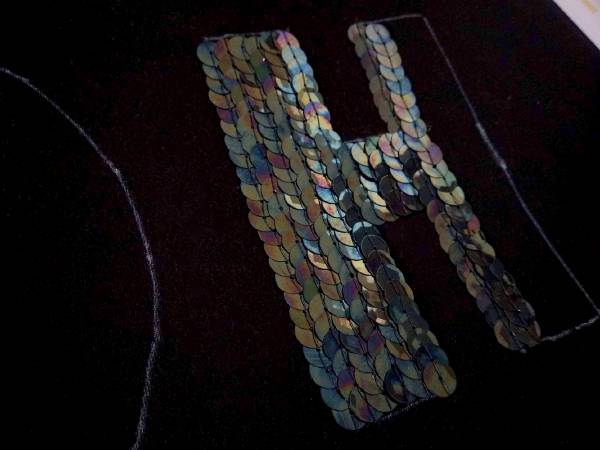  ricamo paillettes nere