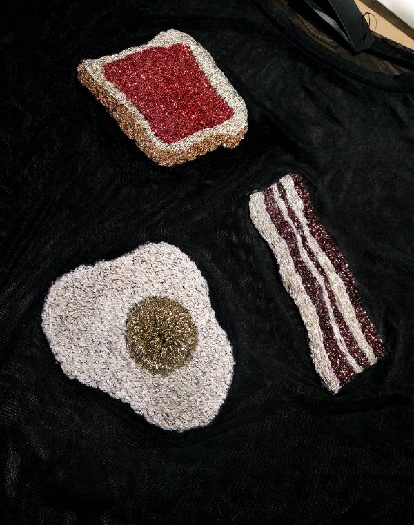  colazione inglese ricamata a mano in lurex