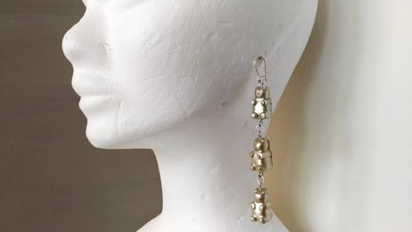  orecchini orsetti gomma in colla a caldo smaltata oro 3